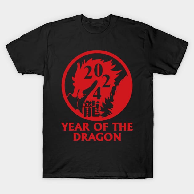 Year of the Dragon 2024 Chinese Zodiac Lunar New Year T-Shirt by Bunny Prince Design